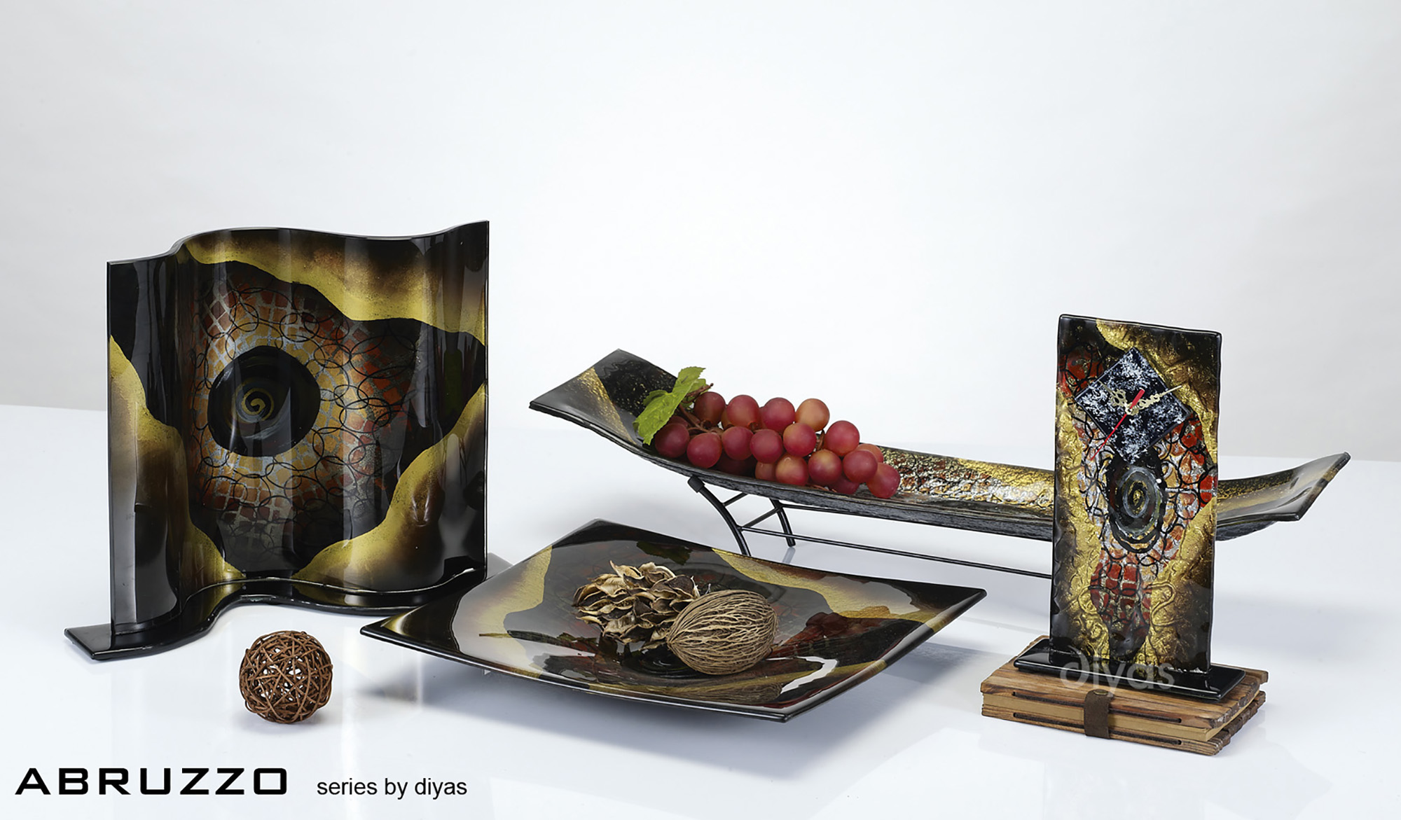 Abruzzo Glitter Art Glassware Diyas Home Platters Abruzzo Glitter Art Glassware Diyas Home Platters